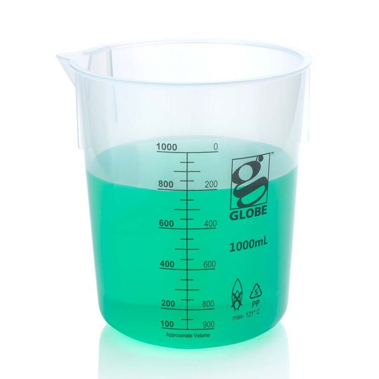 Beaker, Diamond Essentials, Griffin Style, Low Form, Printed Graduations, PP, 1000mL, 3/Bag