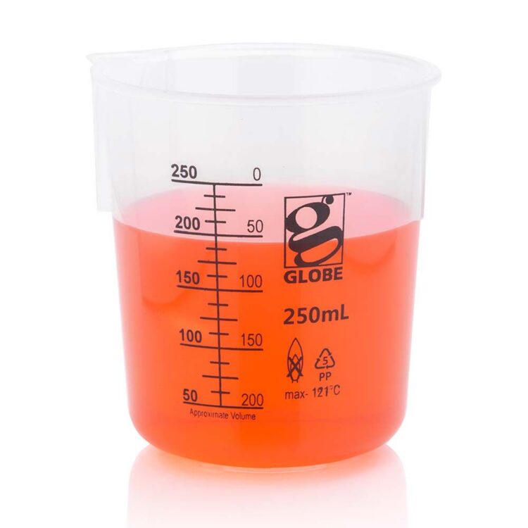Beaker, Diamond Essentials, Griffin Style, Low Form, Printed Graduations, PP, 250mL, 6/Bag