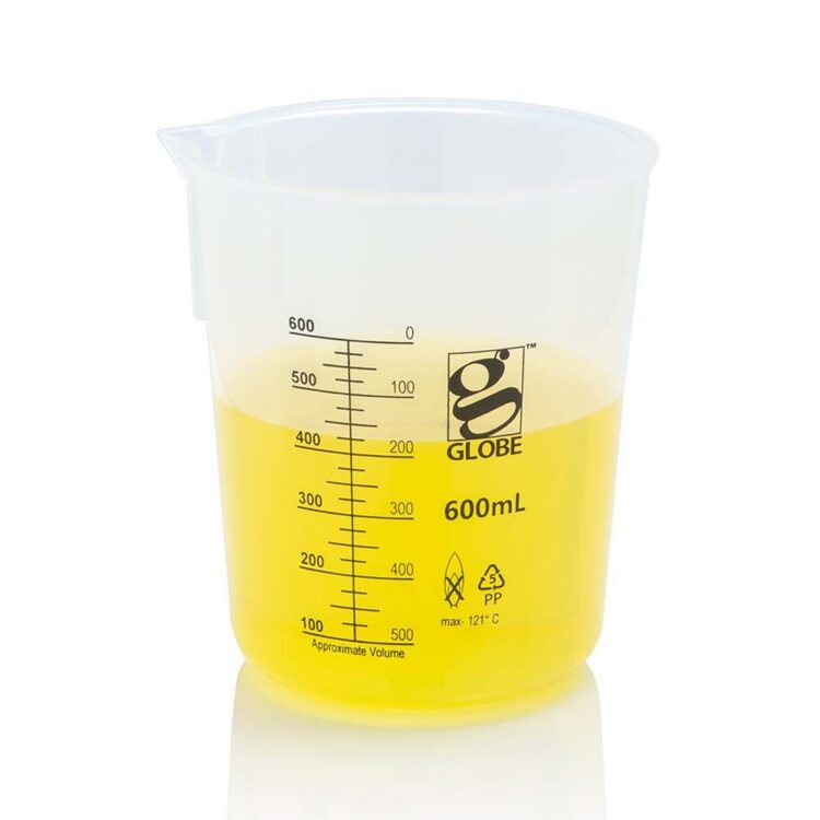 Beaker, Diamond Essentials, Griffin Style, Low Form, Printed Graduations, PP, 600mL, 4/Bag