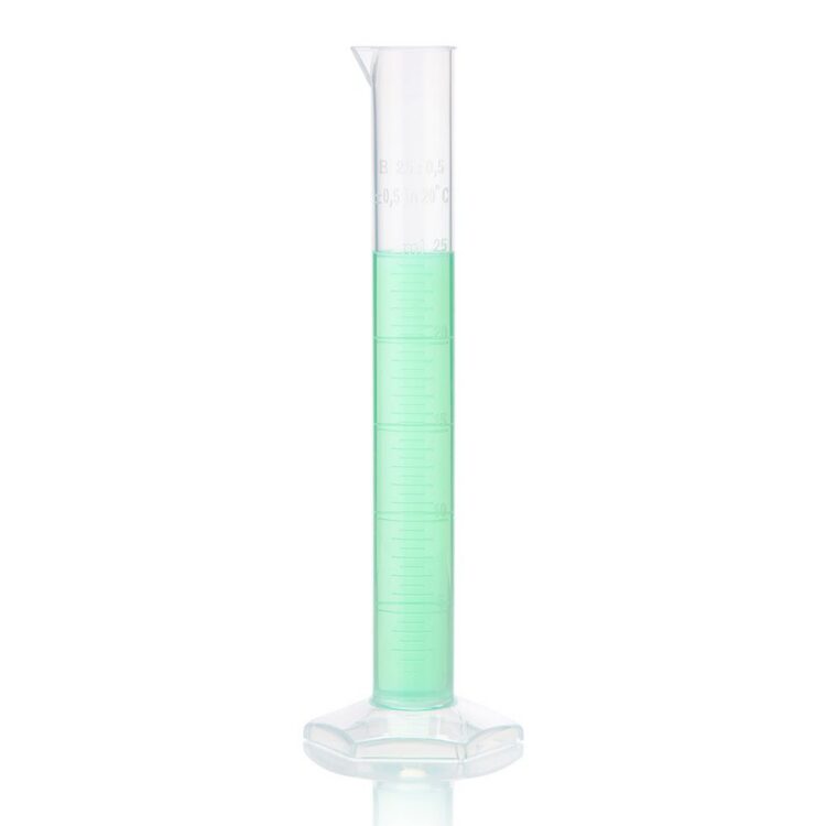 Cylinder, Measuring, Diamond Essentials, Class B, PP, Molded Graduations, tall form, 25mL