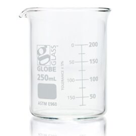 Beaker, Globe Glass, 250mL, Low Form Griffin Style, Dual Graduations, ASTM E960, 12/Box