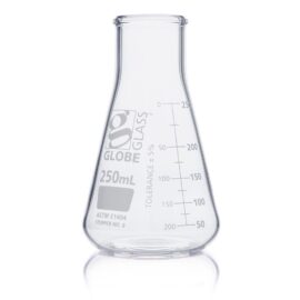 Flask, Erlenmeyer, Globe Glass, 250mL, Wide Mouth, Dual Graduations, ASTM E1404, 12/Box