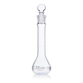 Flask, Volumetric,  Wide Mouth, Globe Glass, 20mL, Class A, To Contain (TC), ASTM E288, 6/Box
