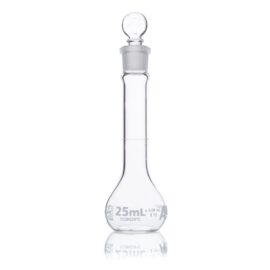 Flask, Volumetric,  Wide Mouth, Globe Glass, 25mL, Class A, To Contain (TC), ASTM E288, 6/Box