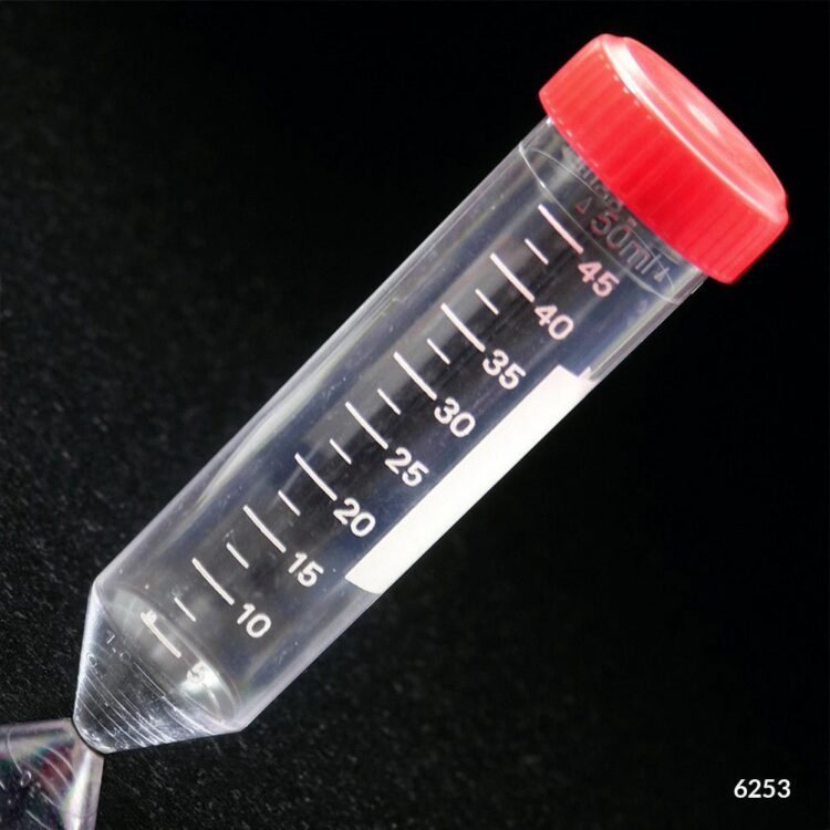 Centrifuge Tube, 50mL, with Separate Red Screw Cap, PS, Printed Graduations