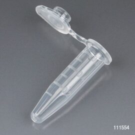 Microcentrifuge Tube, 0.5mL, PP, Attached Snap Cap, Graduated, Natural, Certified: Rnase, Dnase and Pyrogen Free, 500/Stand Up Zip Lock Bag