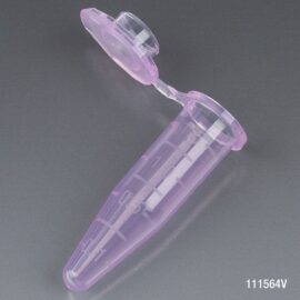 Microcentrifuge Tube, 1.5mL, PP, Attached Snap Cap, Graduated, Violet, Certified: Rnase, Dnase and Pyrogen Free, 500/Stand Up Zip Lock Bag